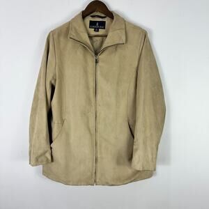 London‎ Fog Suede Jacket Womens Small Zip Front Beige Neutral Minimalist Classic